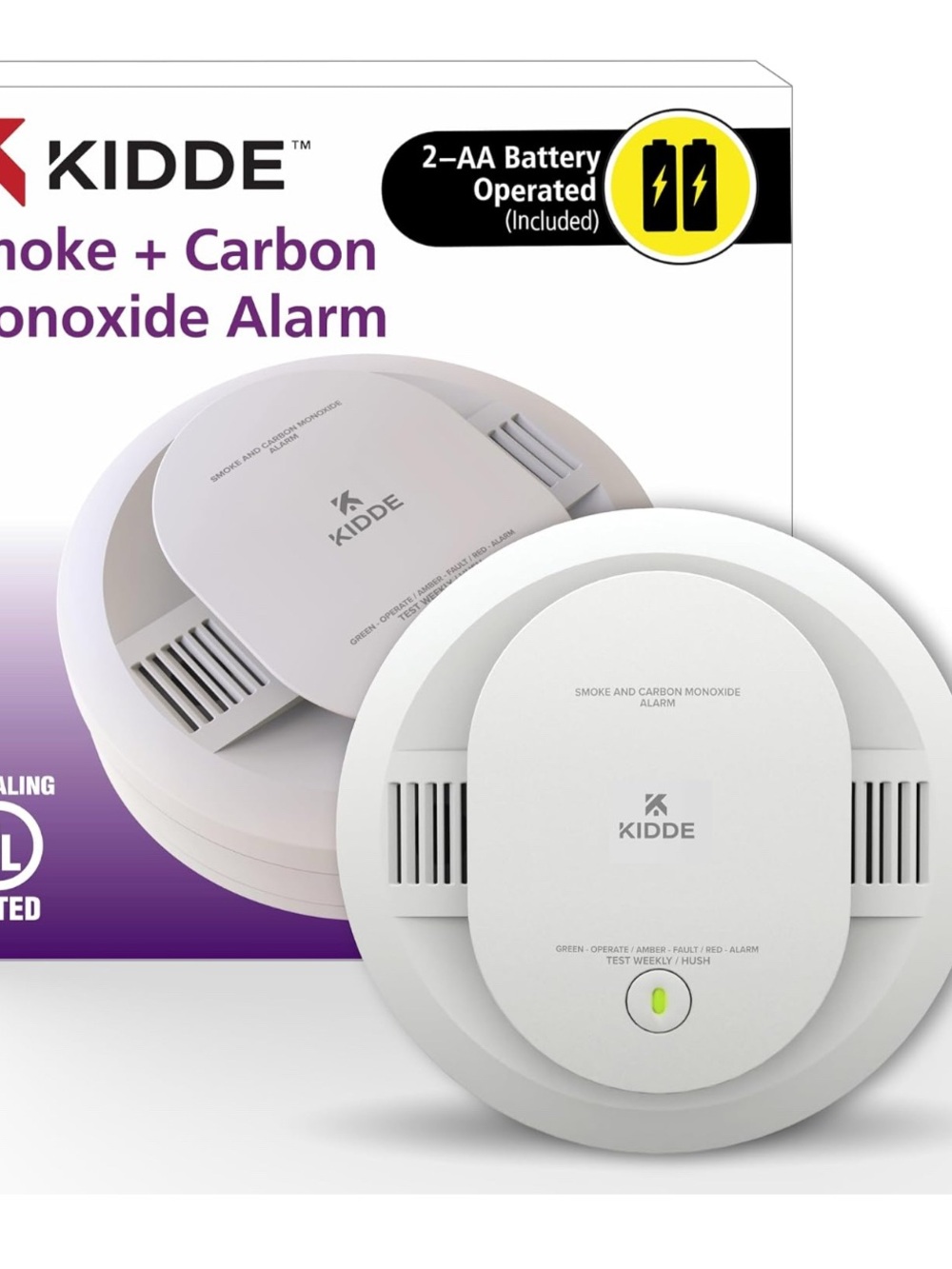 Kidde White Smoke & Carbon Monoxide Alarm - Battery Operated